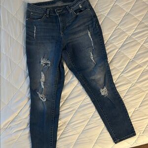Jennifer Lopez Dark Blue Distressed Skinny Jeans
